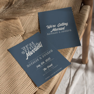 Modern Dusty Blue Vold Whimsical Boho Bröllop Inbjudningar