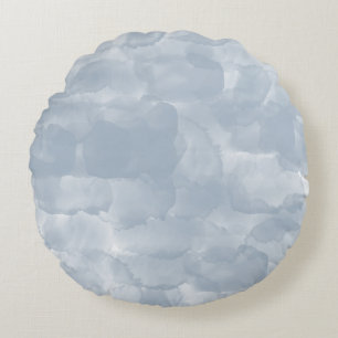 Modern Dusty Blue Watercolor-penseldrag Rund Kudde
