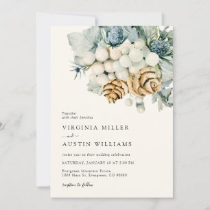 Modern Dusty Blue Wedding-inbjudan Inbjudningar