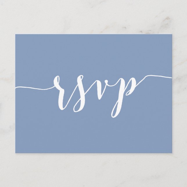 Modern Dusty Blue Wedding RSVP Postcards Inbjudan Vykort (Framsida)