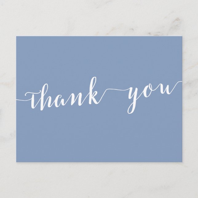 Modern Dusty Blue Wedding Thank You Postcards Vykort (Framsida)