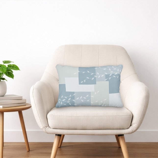 Modern Dusty Blue White Botanical Accent Pillow Prydnadskudde (Skapare uppladdad)