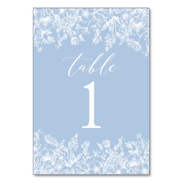 Modern Dusty Blue White Flowers-Bordsnummer Bordsnummer