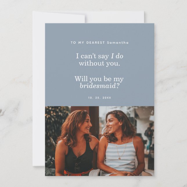 Modern Dusty Blue Will You Be My Bridesmaid (Framsida)