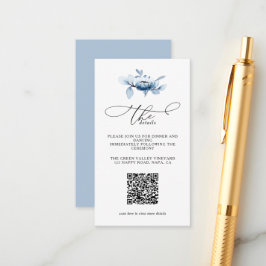 Modern Dusty Floral QR Code Wedding Details Tilläggskort