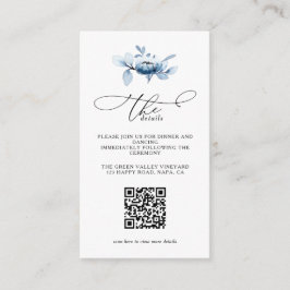 Modern Dusty Floral QR Code Wedding Details Tilläggskort