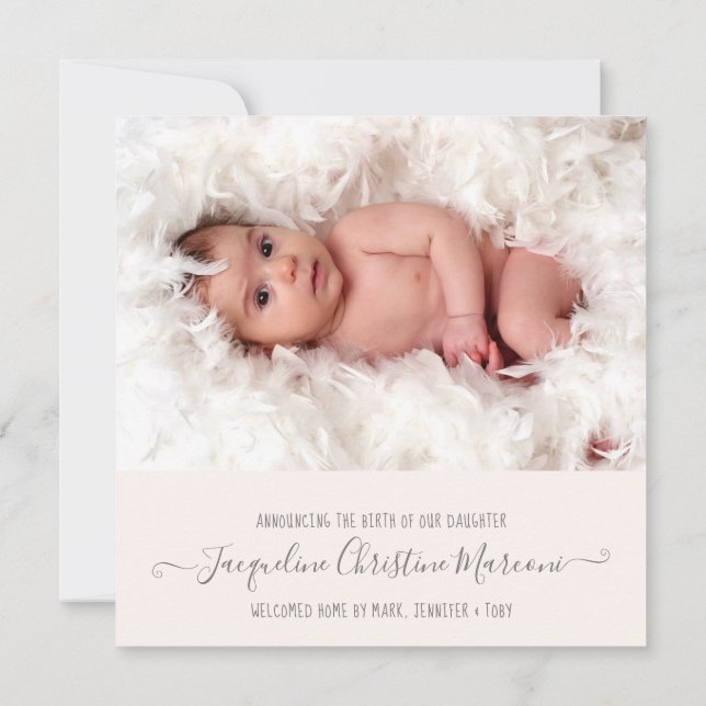 Modern Dusty  Muted Rainbow Girl Birth Photo (Baksida)