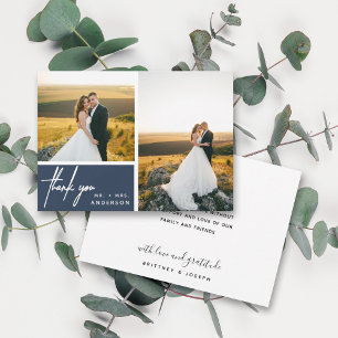 Modern Dusty Navy Blue Photo Collage Tack