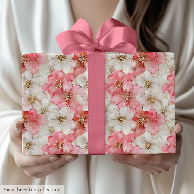 Modern dusty pink and gold birthday gift wrap presentpapper (Modern dusty pink and gold birthday gift wrap)