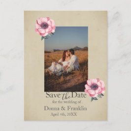 Modern Dusty Pink Rose Save the Date Photo Vykort