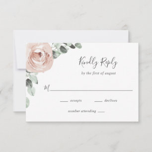 Modern Dusty Ro Blommigt Elegant bröllop OSA Kort