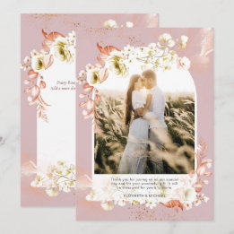 Modern Dusty Ro Coral Blommigt PHOTO TACK Kort