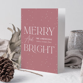 Modern Dusty Ro Merry och Bright non-Photo Helgkort