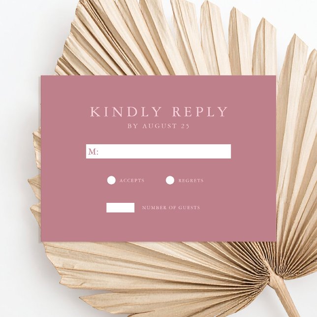 Modern Dusty Ro minimalist Bröllop OSA Kort (Skapare uppladdad)