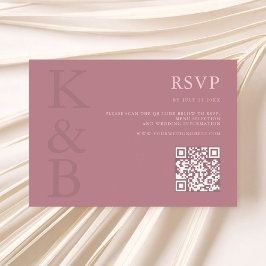 Modern Dusty Ro Monogram Minimalist Bröllop OSA Kort