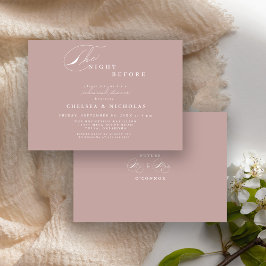 Modern Dusty Ro Natt före repetitionsmiddag Inbjudningar