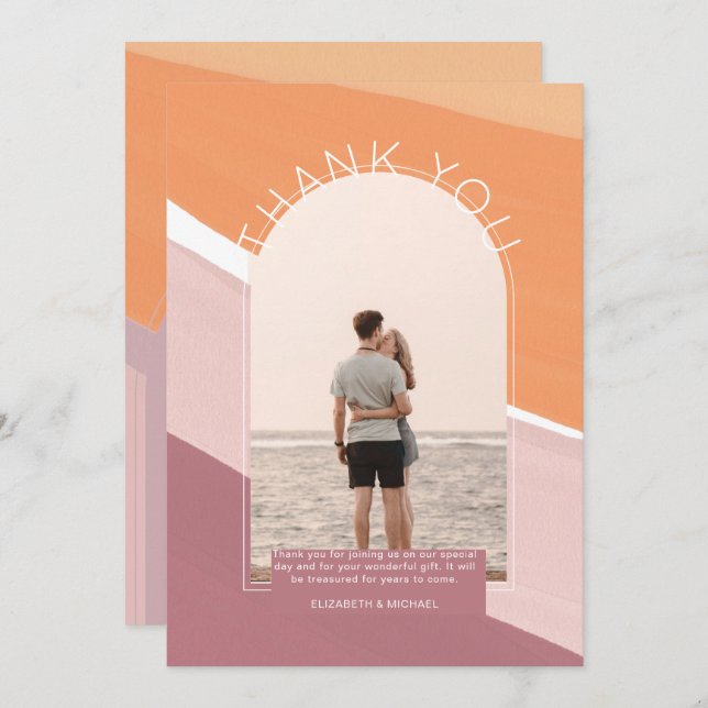 Modern Dusty Ro Orange Stripe PHOTO TACK (Fram/baksida)