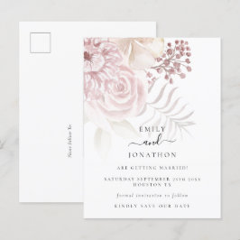 Modern Dusty Ro Rosa-Blommigtar Spara datum Meddelande Vykort
