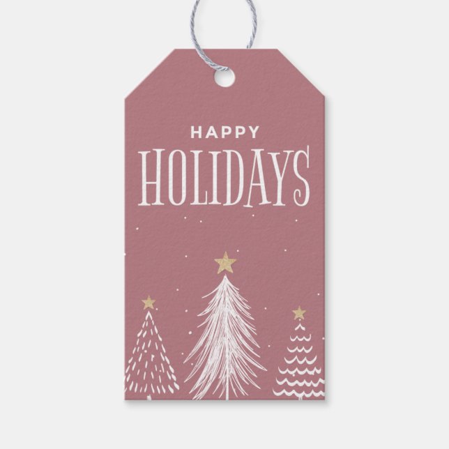 Modern Dusty Ro Rosa Glad helg Gift Märkres  Presentetikett (Framsidan)