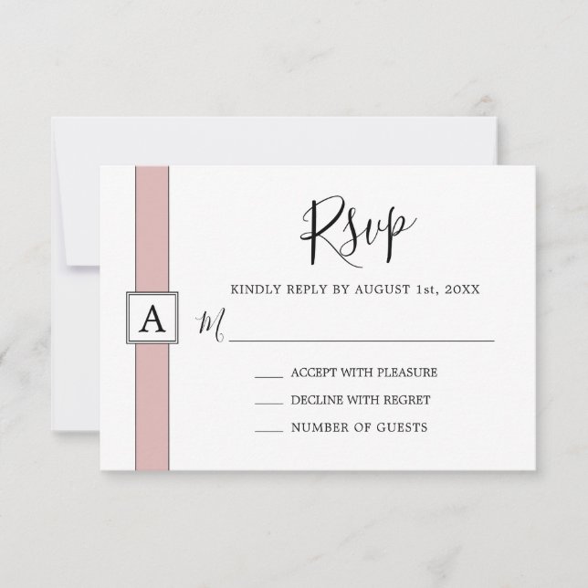Modern Dusty Ro Rosa Monogram Bröllop OSA Kort (Framsida)