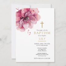 Modern Dusty Ro Watercolor Blommigt Baptism