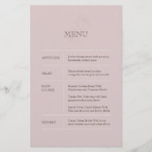 Modern Dusty Rosa Bröllop Menu