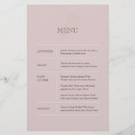 Modern Dusty Rosa Bröllop Menu