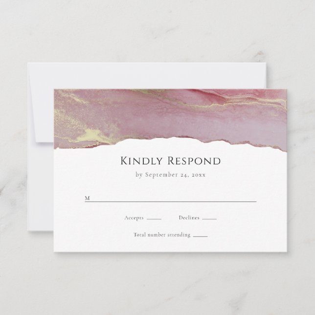 Modern Dusty Rosa Bröllop OSA Responcard (Framsida)