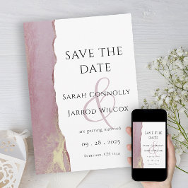 Modern Dusty Rosa Flat Save Date Card Spara Datumet