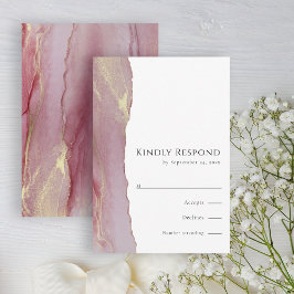 Modern Dusty Rosa Mauve OSA Bröllop Responcard