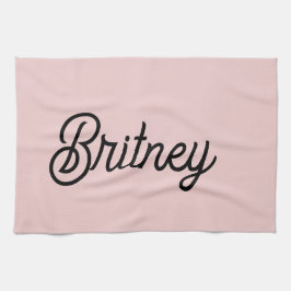 Modern Dusty Rosa Monogram och Namn Kökshandduk