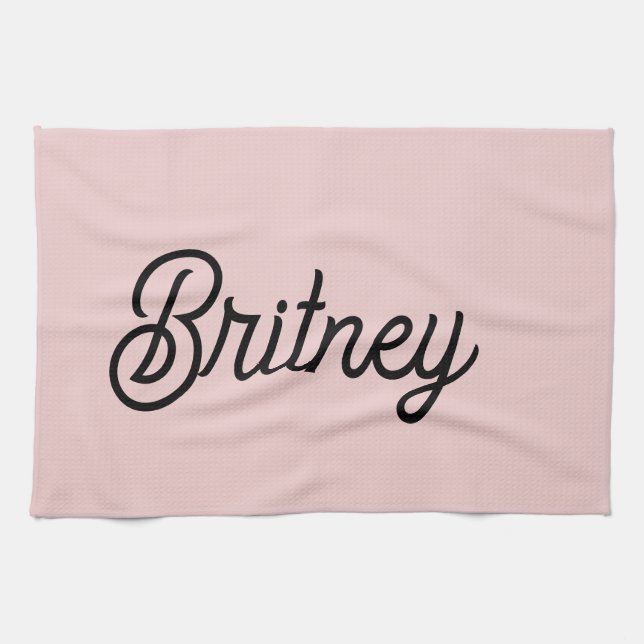 Modern  Dusty Rosa Monogram och Namn Kökshandduk (Horisontell)