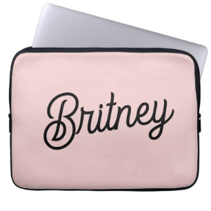 Modern  Dusty Rosa Monogram och Namn Laptop Fodral