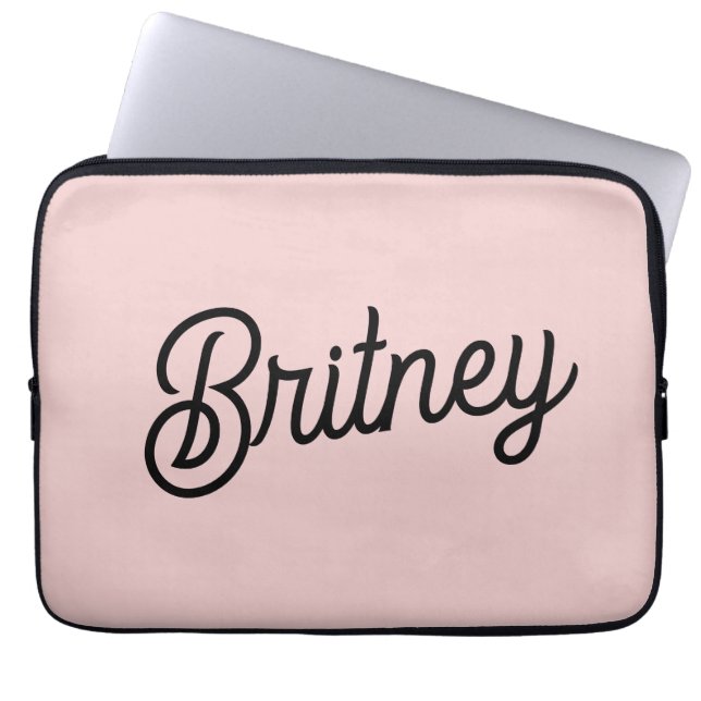 Modern  Dusty Rosa Monogram och Namn Laptop Fodral (Framsidan)