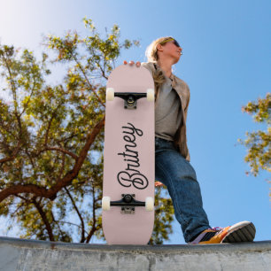 Modern Dusty Rosa Monogram och Namn Mini Skateboard Bräda 18,5 Cm