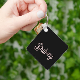 Modern Dusty Rosa Monogram och Namn Nyckelring