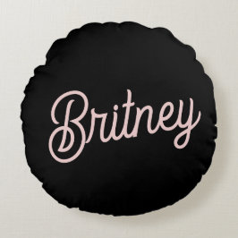 Modern Dusty Rosa Monogram och Namn Rund Kudde