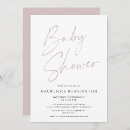 Modern Dusty Rosa ros Flicka Shower Inbjudningar