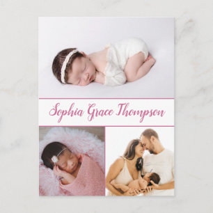 Modern Dusty Rosa Script Namn Flicka Foton Vykort