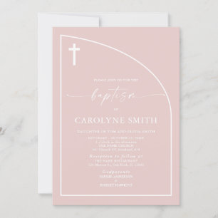 Modern Dusty Rosa Semi Arch Baptism-inbjudan Inbjudningar