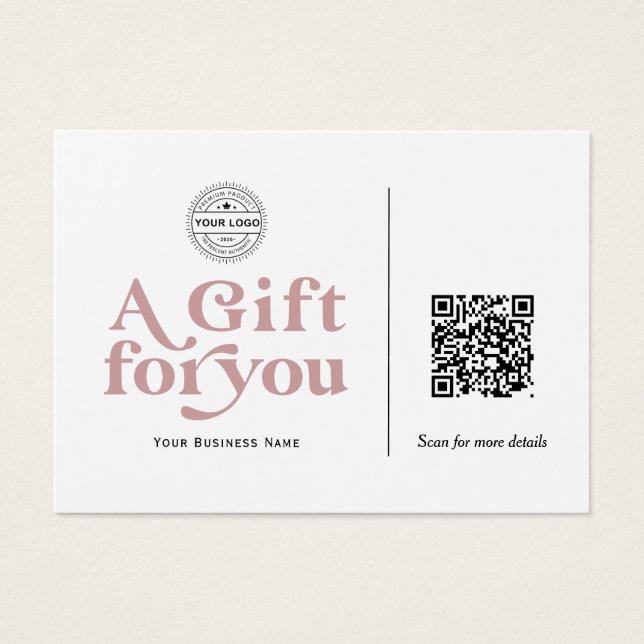 Modern Dusty Rosa Typography QR-kodpresentkort Visitkort (Framsidan)