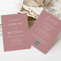 Modern Dusty Rose Allt-i-ett QR-kod Bröllop