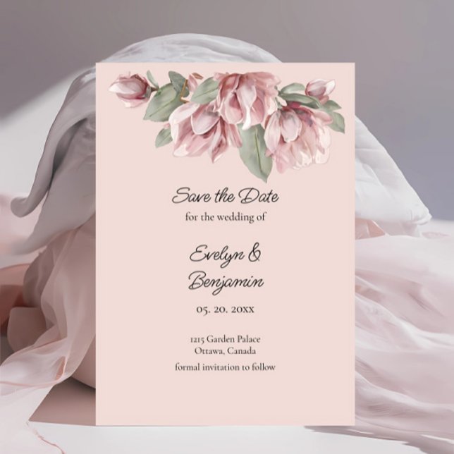 Modern Dusty Rose Blush floral Save The Date Spara Datumet (Skapare uppladdad)