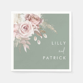 Modern Dusty Rose Blush & Sage Wedding Pappersservett