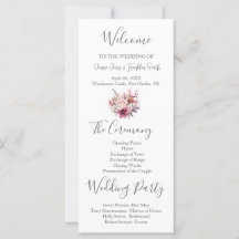 Modern Dusty Rose Pink Wedding Program