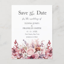 Modern Dusty Rose Pink Wedding Save the Date