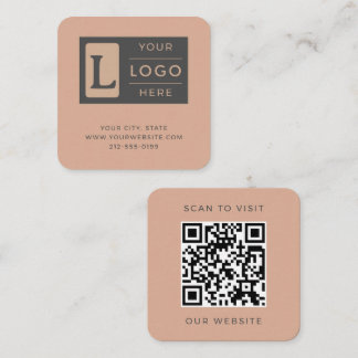 Modern Dusty Rose QR Code Minimalist Custom Logo Fyrkantigt Visitkort