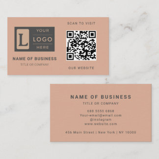 Modern Dusty Rose QR Code Minimalist Custom Logo Visitkort