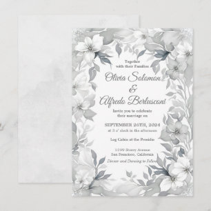 Modern Dusty silver elegant stil bröllopsinbjudan Inbjudningar