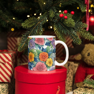 Modern Dynamic Flower Art Mönster Kaffemugg